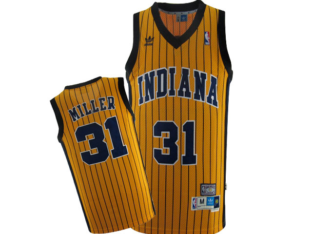  NBA Indiana Pacers 31 Reggie Miller Swingman Throwback Yellow Jersey